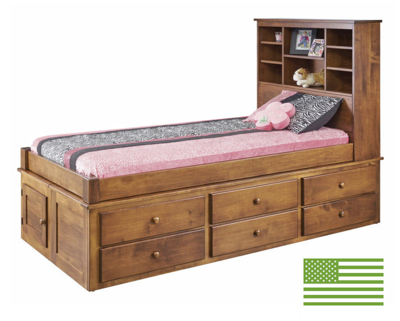 Amish 6 Drawer Captain's Bed